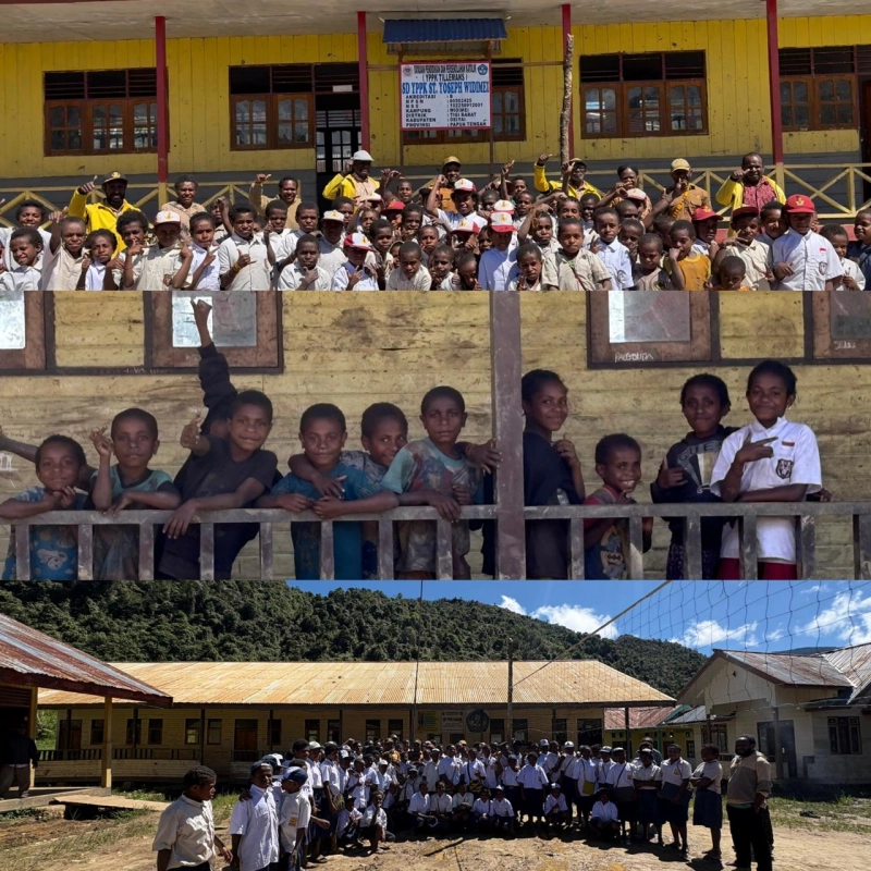 Wabup Deiyai Ayub Pigome bersama Sekretaris Dinas P dan P, mengunjungi sejumlah sekolah di Distrik Tigi Barat, dalam rangka meningkatkan kualitas pendidikan di Kabupaten Deiyai, Provinsi Papua Tengah. - Dok. Humas